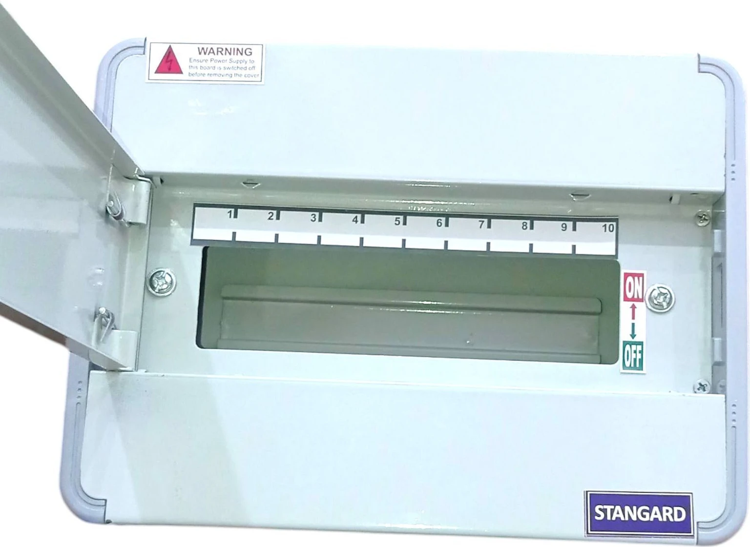 10 Way MCB Box Double Door Metal Body Distribution Board White for Home Office and Commercial Electrical Use