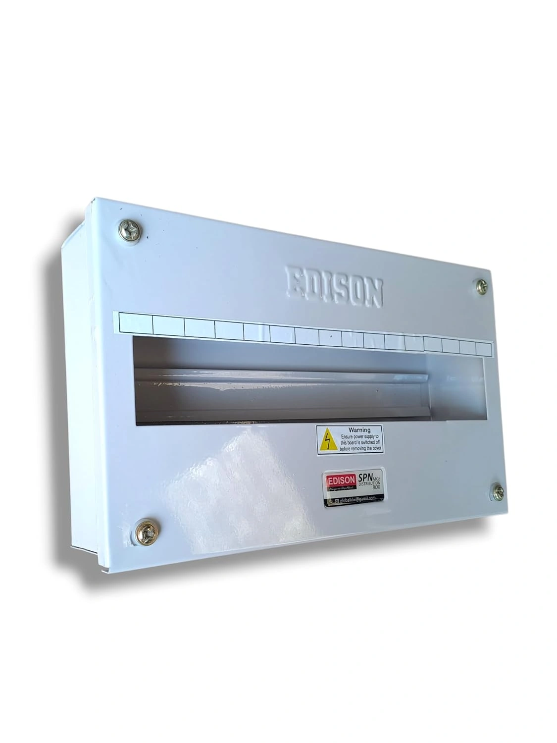 16 Way MCB Distribution Box with Double Door PVC Electrical Enclosure White for Home and Office Use