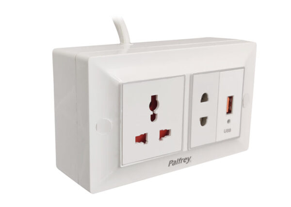 Extension Board - 1 Universal Socket + 1 Two Pin Socket + 1 USB Socket - Image 2