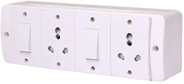Switch Board power Fitted with 2 Anchor Sockets (15 Amp) And 2 Anchor Switches With Chord 15 Amp (White) - Image 2
