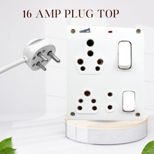 16 Amp Electric Extension Board 2 Socket Switches with Copper Wire - Image 3