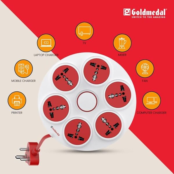 6 Sockets Protector Master Switch with Led Light 2 Meter Cable - Image 4