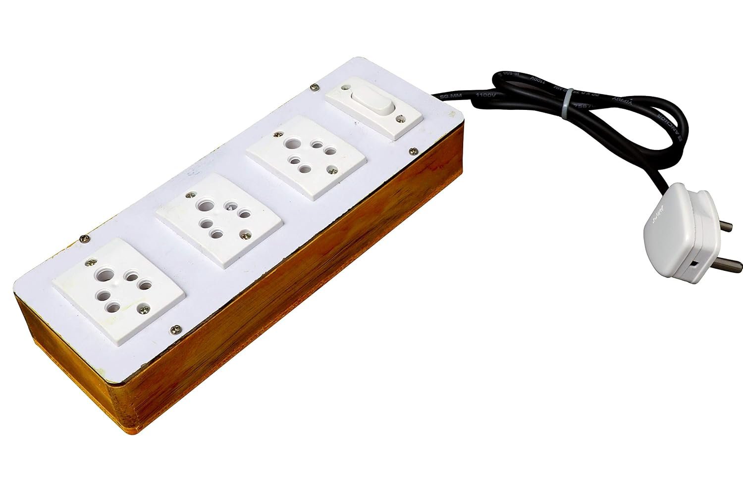 Wooden Extension Board with 1 Switch & 3 Plugs | Heavy Duty Power Board - Image 2