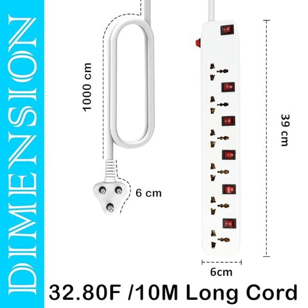 Extension Board 10 Meter Cord Junction Box 6 Socket 6 Switch - Image 2