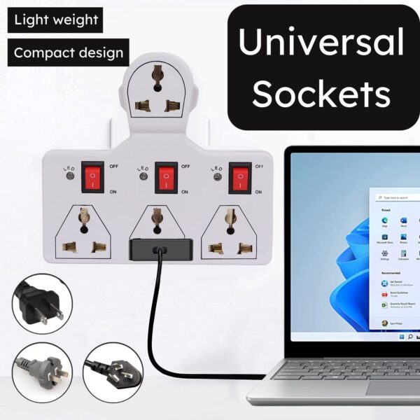 4 Universal Socket 3 Switch Multi Plug Extension Board Multiplug - Image 5