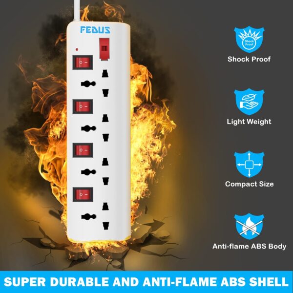 Surge Protectors 4 Switch 4 Socket Long Cords - Image 2