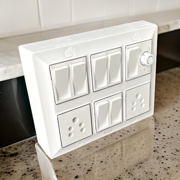 12 Modular Silver Line Gang Box Set 7 Switches 2 Sockets 1 Fan Regulator White Board Durable Electrical Fitting for Home and Office - Image 7