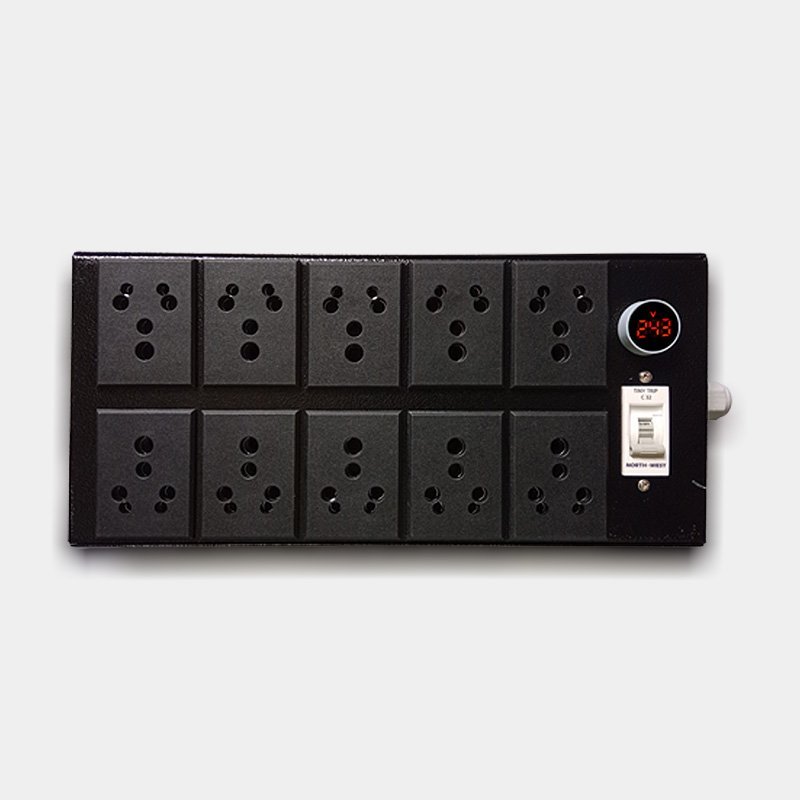 10 Pin Universal Power Box with Digital Voltmeter and Heavy Duty Metal Body
