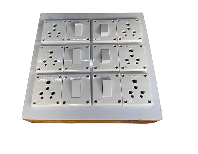 Wooden Electric Extension Board 15A with 6 Sockets 6 Switches and Heavy Duty Copper Wire