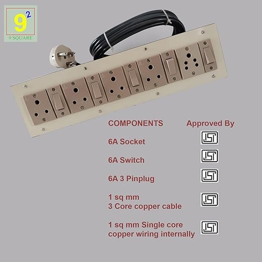 Wooden Extension Board Anchor with 3 Switch & 3 Sockets - Image 4