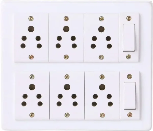 Extension Board Heavy Duty Anchor 2 Switches 6 Sockets Long Wire 3Pin Top 1.5mm Tar