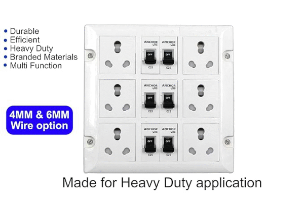 Extension Board 6 Socket 6 Mcb 16A, 10000W Heavy Duty Power Strip with Surge Protector - Image 3